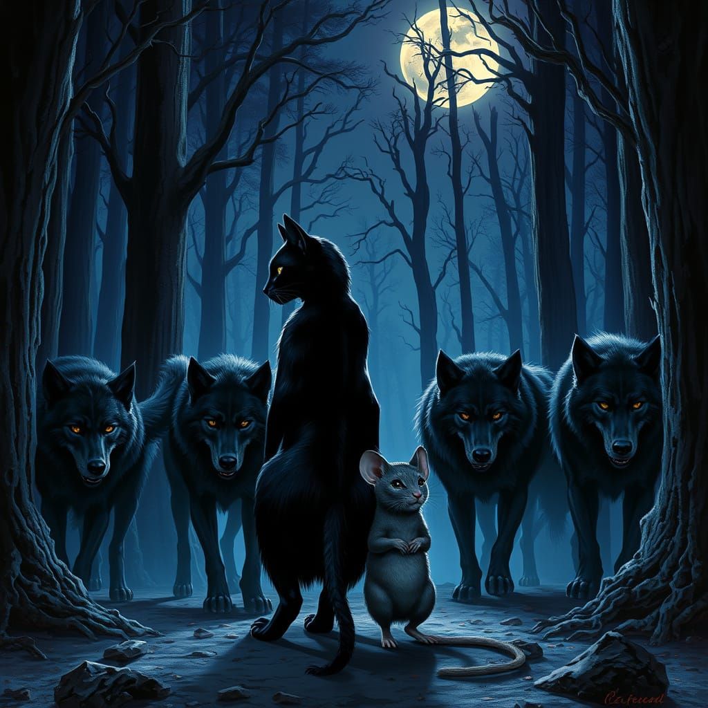 Cat and Mouse Unite Against Wolves in Dark Forest