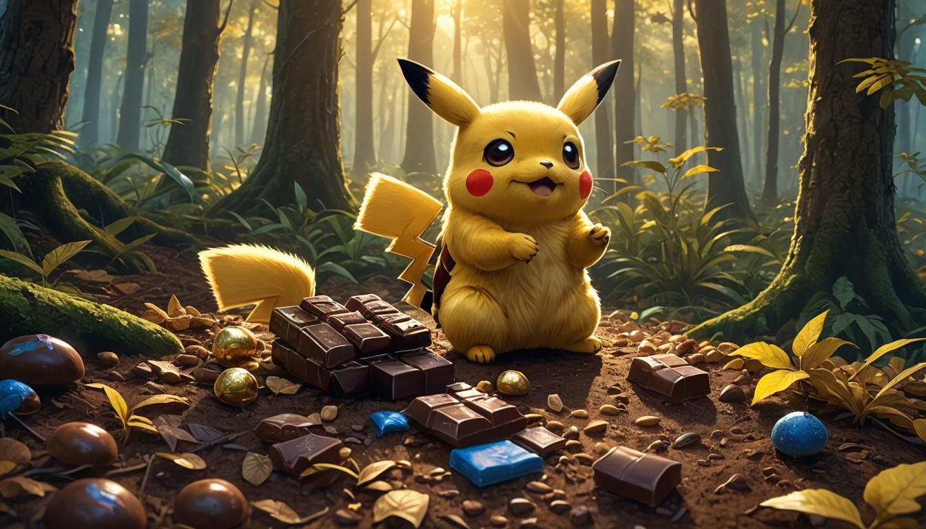 Pikachu in Whimsical Chocolate Wonderland