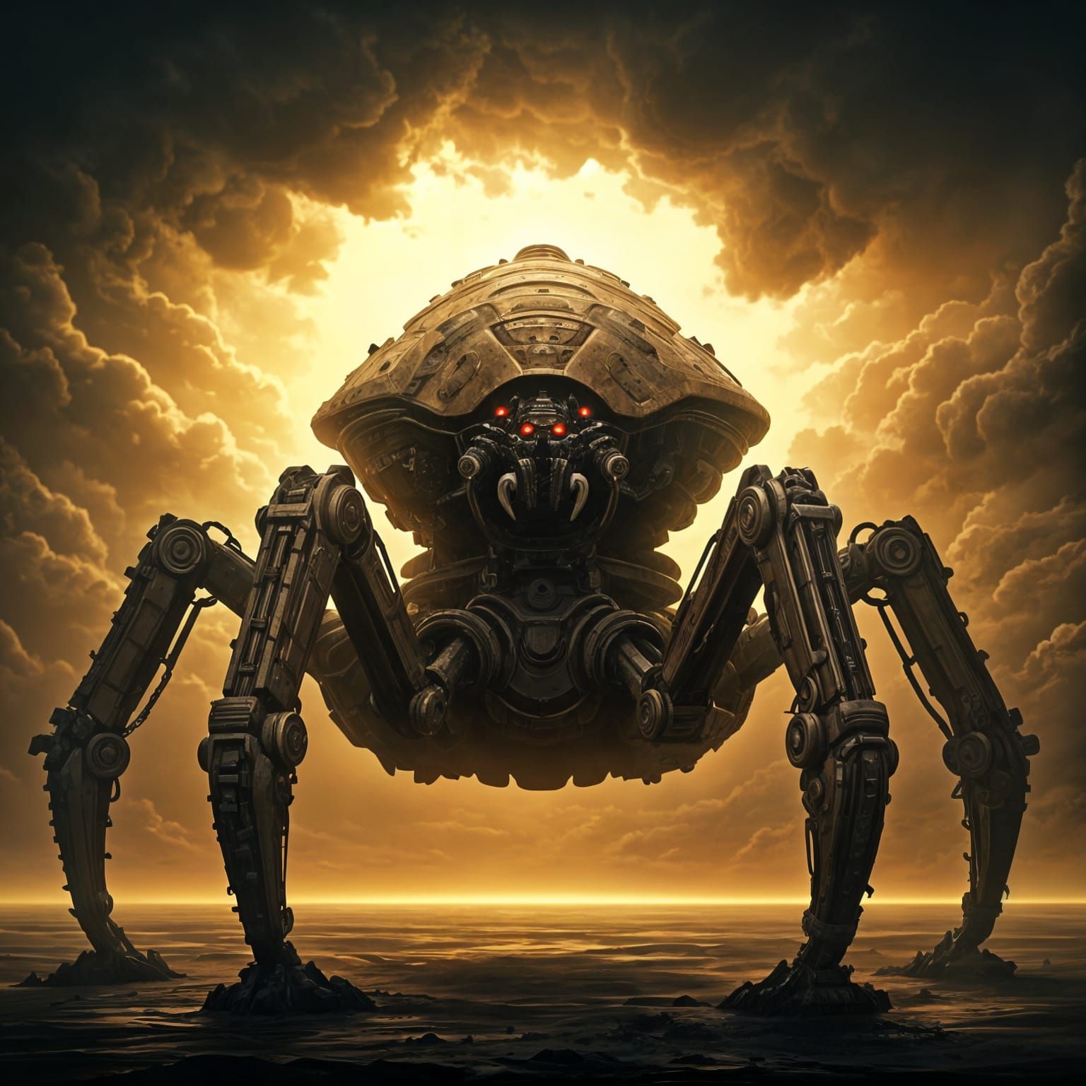 Epic Robot Scout in Prehistoric Landscape