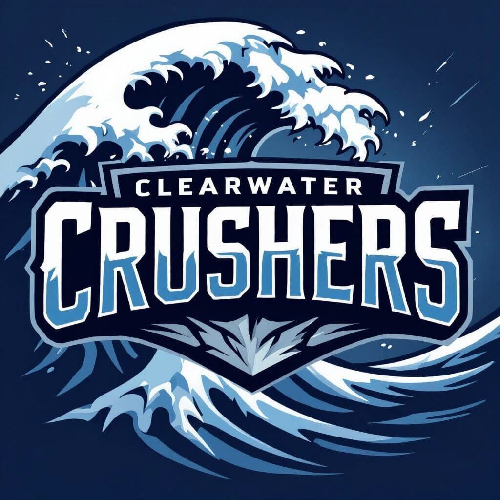 Clearwater Crushers Football Logo with Crushed Metallic Font