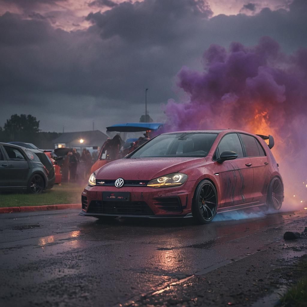 Tuned VW Golf 7R Car Show: Digital Matte Painting