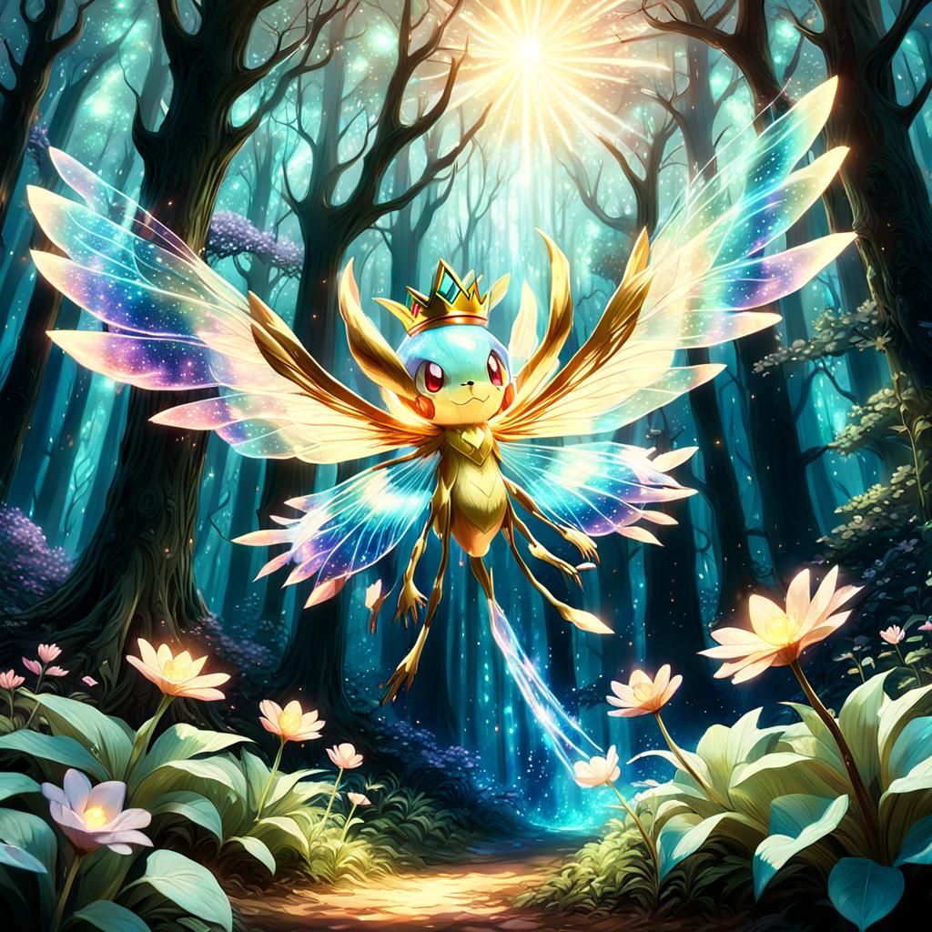Majestic Flower Pokémon Glides Through Vibrant Forest in Eth...