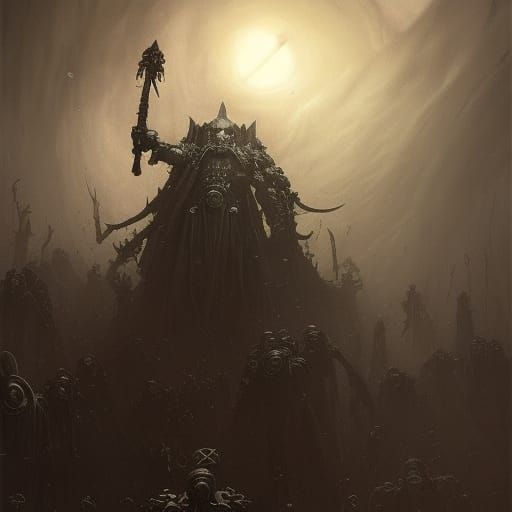 Warhammer 40K Horror in Engraving Style