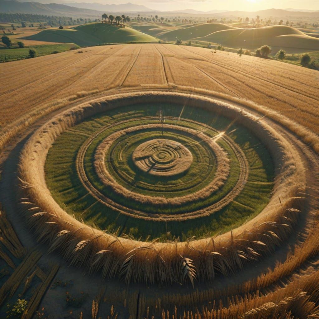 Aerial Crop Circles in Golden Hour Light