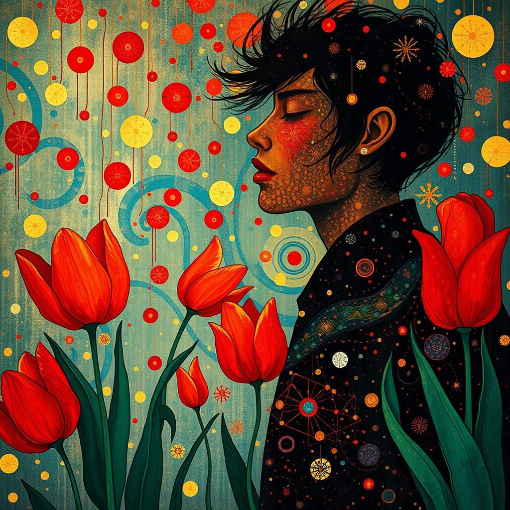 Whimsical Goddess Blodeuwedd in Vibrant, Dreamlike Splendor