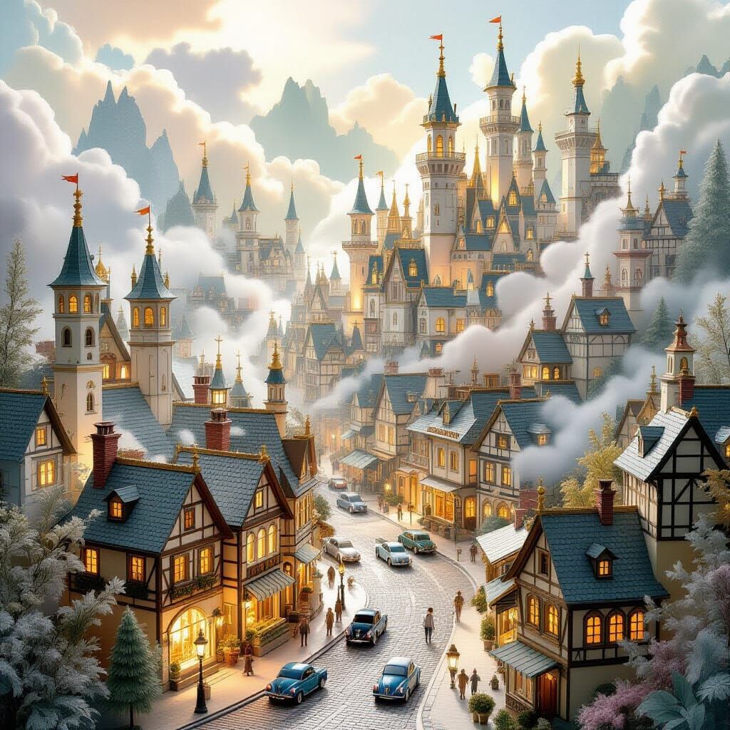 Ethereal Paper Cityscape With Soft Painterly Mist