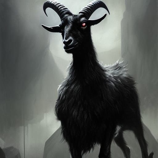 Ominous Black Goat Portrait in Dark Fantasy Style