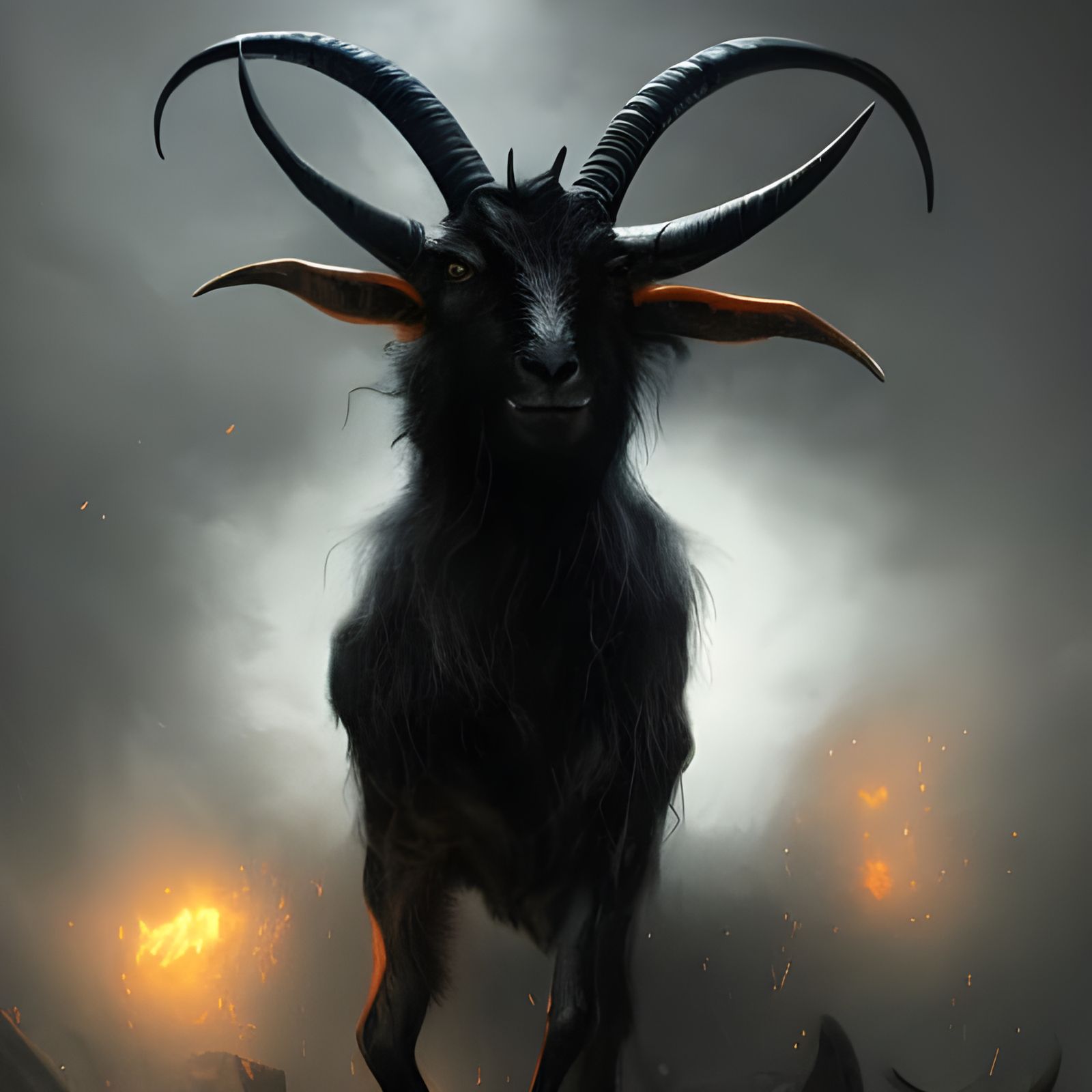 Ominous Black Goat Portrait in Dark Fantasy Style