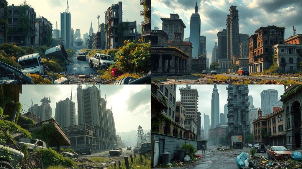 Vine-Enshrouded Metropolis in Ruin, Epic Post-Apocalyptic Ci...
