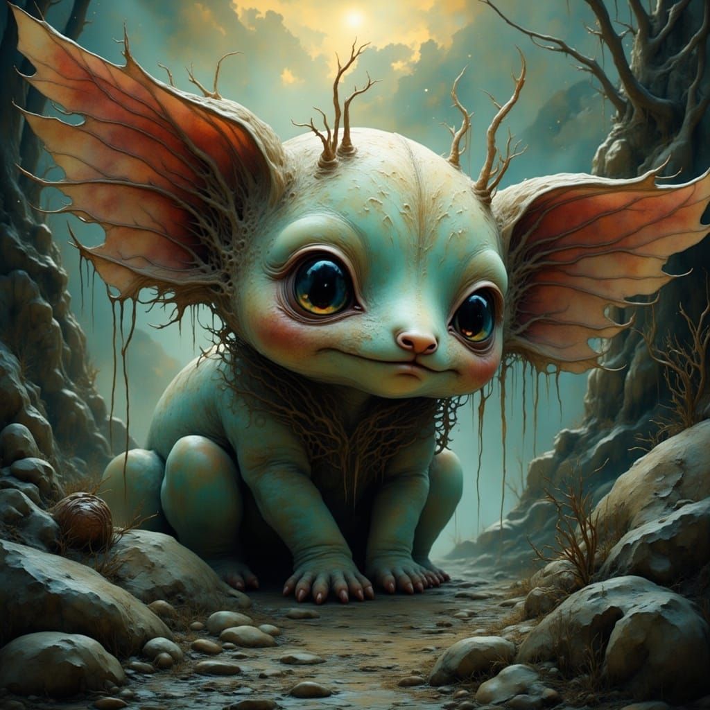 Surrealistic Creature Embodies Threshold Between Worlds