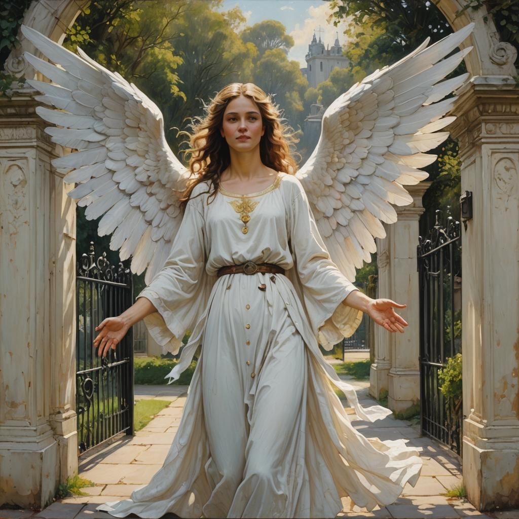 Angel with White Wings at Heaven's Gate