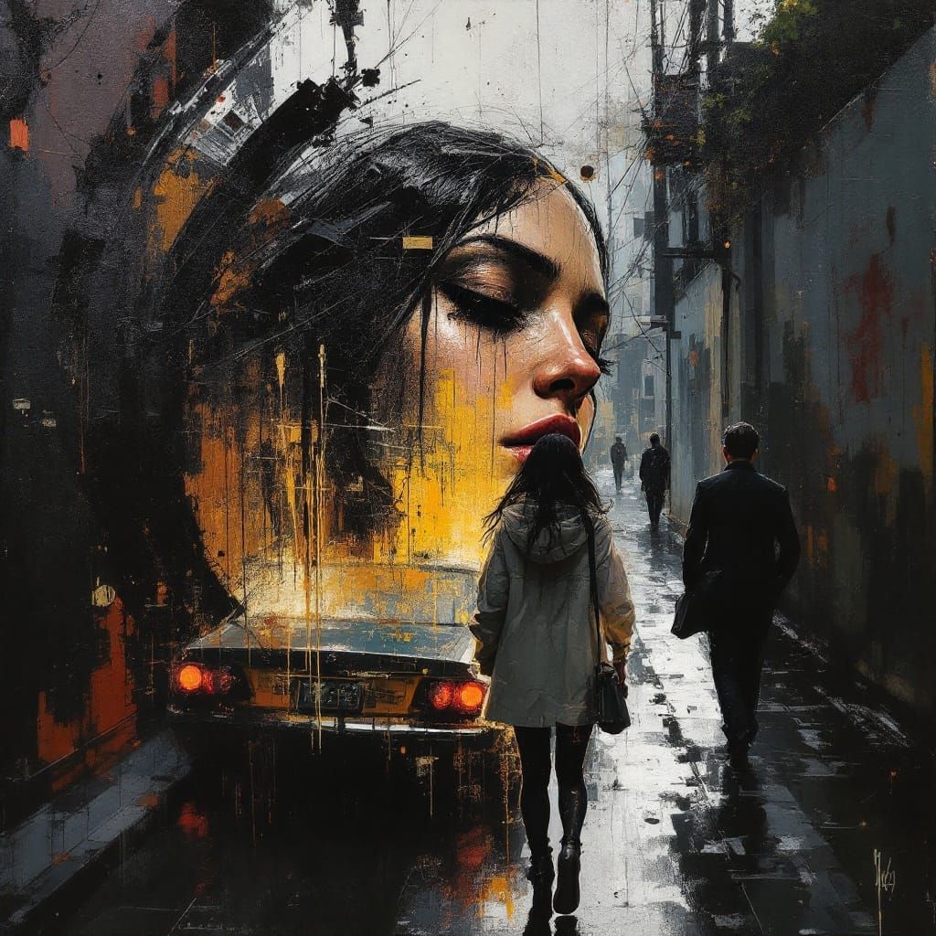 Expressionist Portrait with Distorted Brushwork and Luminous...