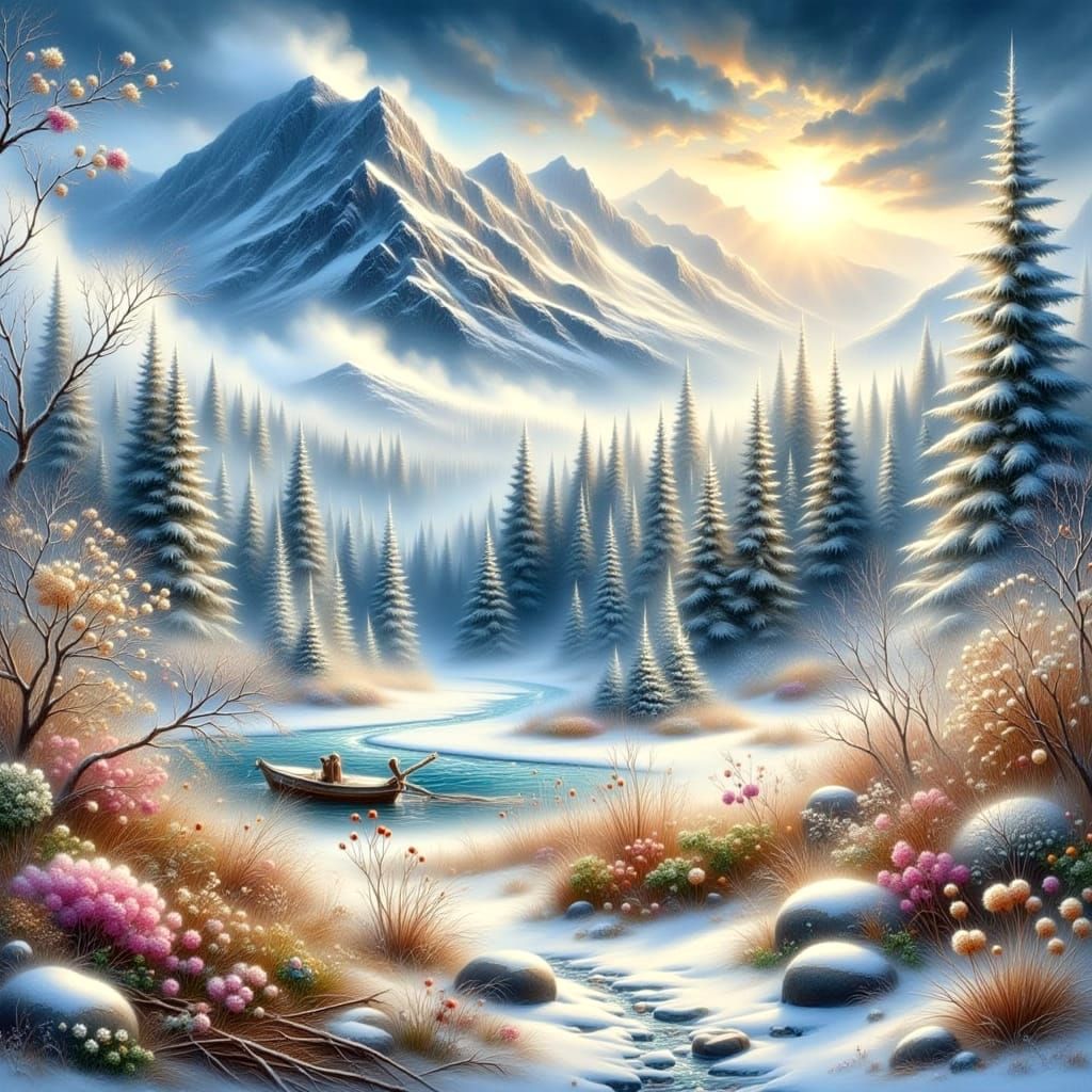 Abstract Romantic Landscape Painting