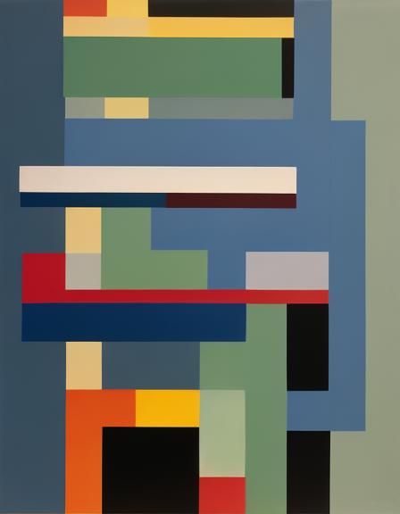 Geometric Hard Edge Painting in Solid Colors