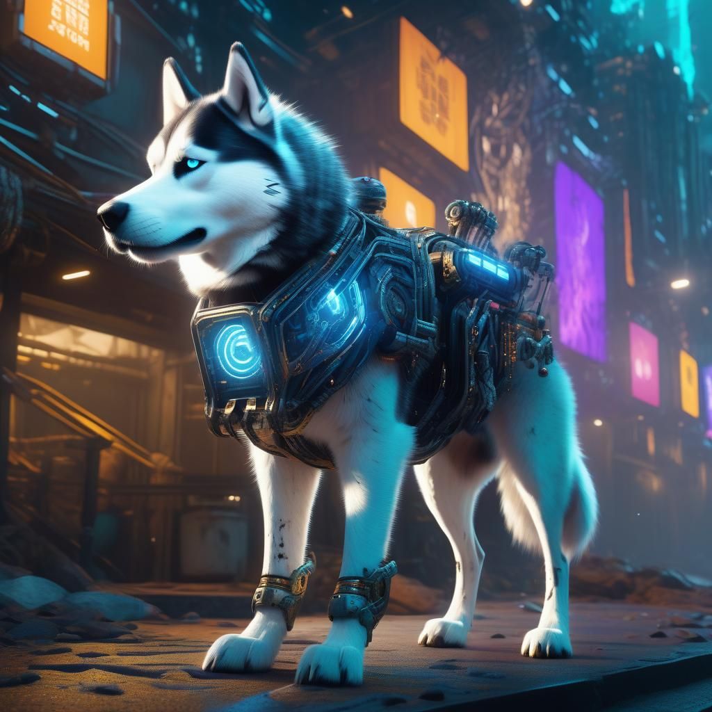 Cybernetic Husky Dog Concept Art