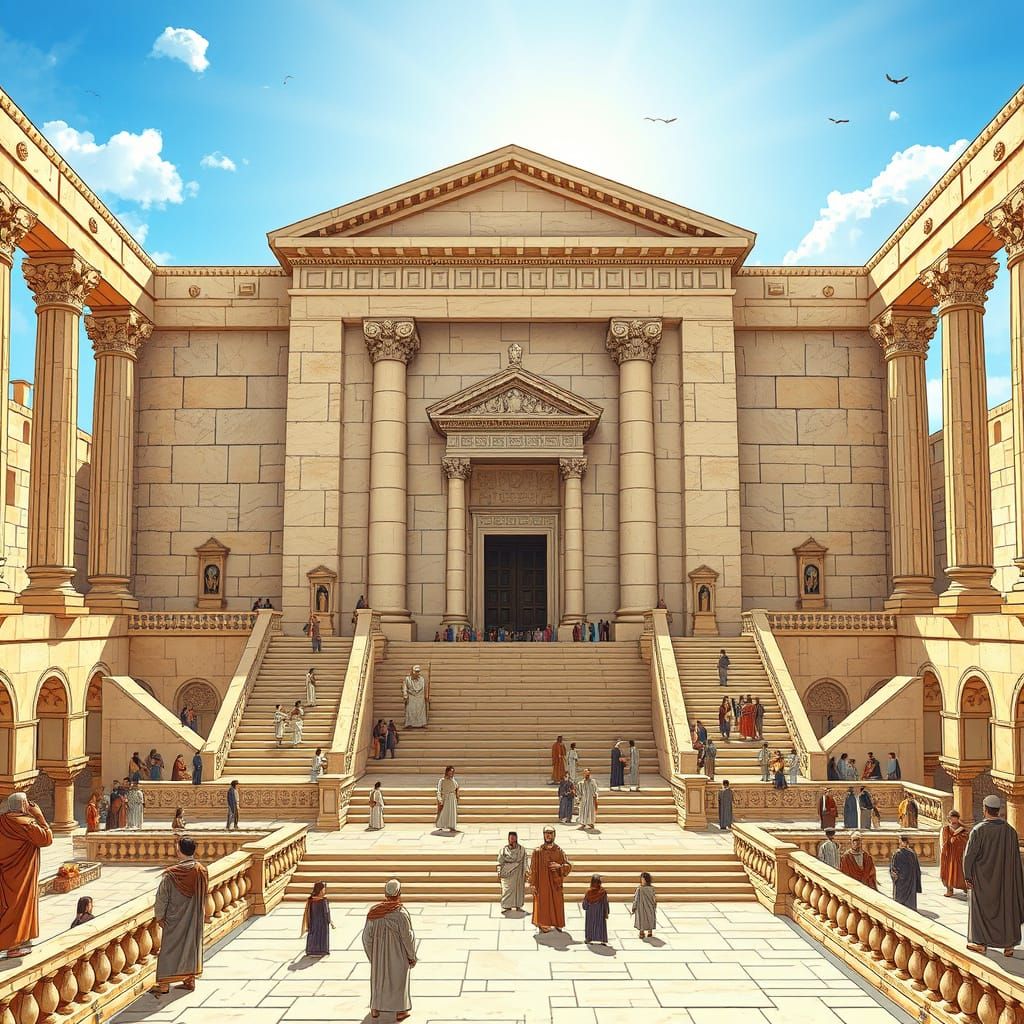 Detailed Illustration of Jerusalem's Second Temple