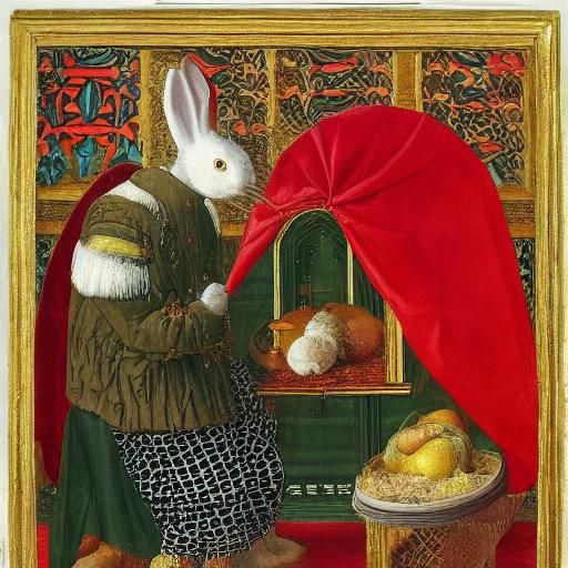 Funny Rabbit Gnawing Lemon, Inspired by Masters