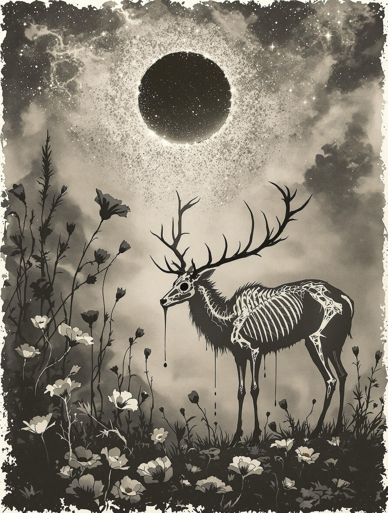 Ethereal Landscape Under Lunar Eclipse