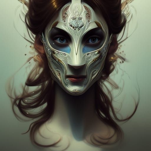 Intricate Porcelain Mask Portrait in Hyperdetailed Style