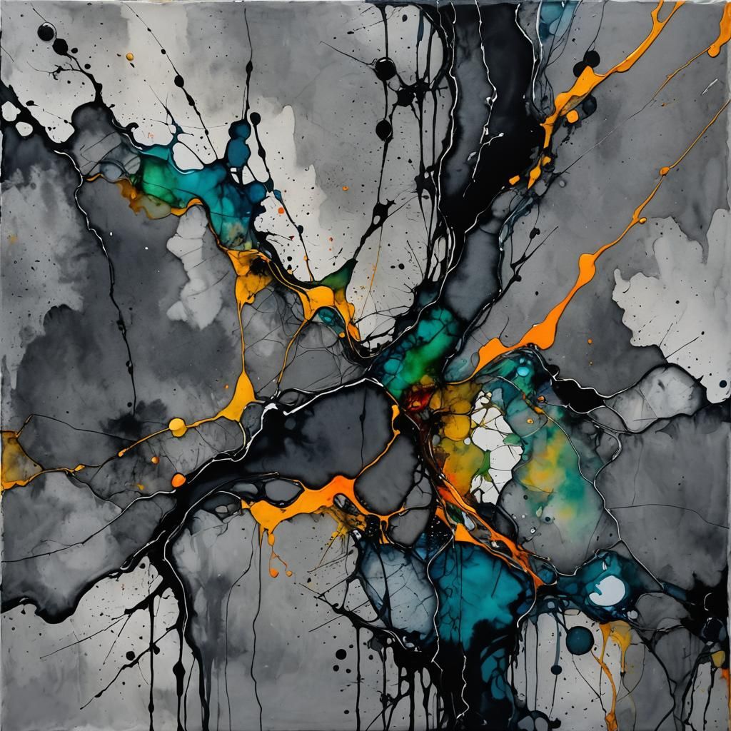 Despairing Woman in Alcohol Ink and Watercolor