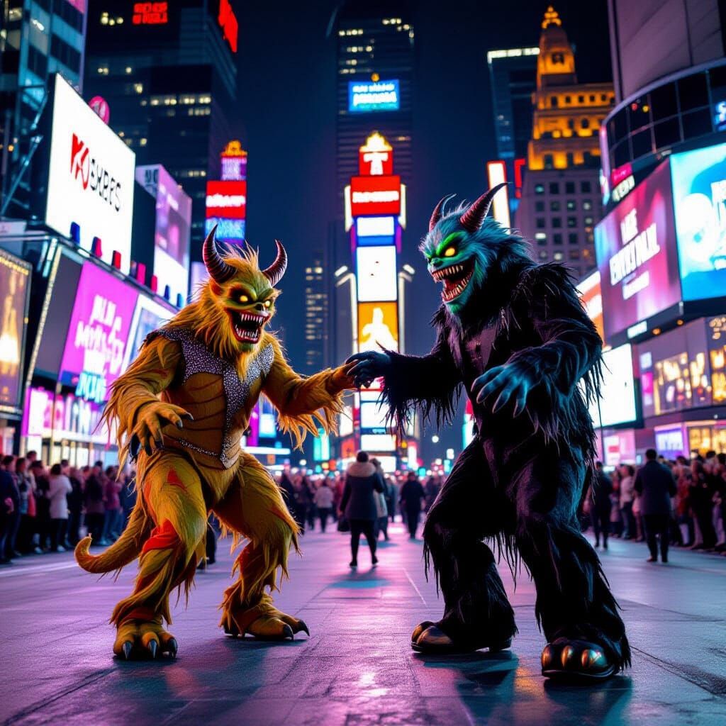 Monsters Celebrate New Year's Eve in Times Square