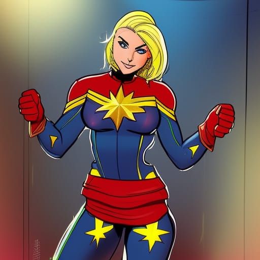 Jessica Nigri as Captain Marvel Comic Art