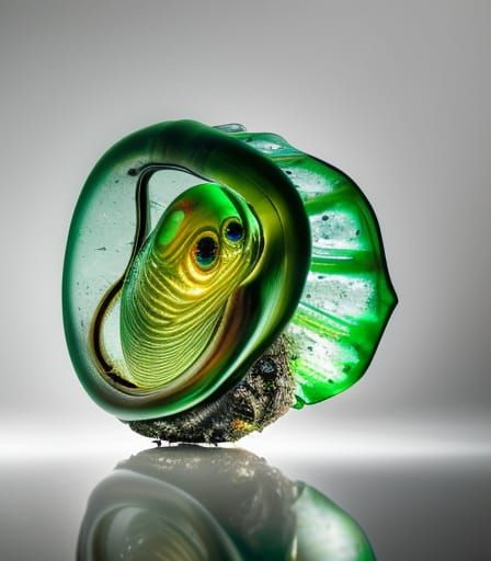Alien Cuttlefish in Crystal: Hyperrealistic Close-Up