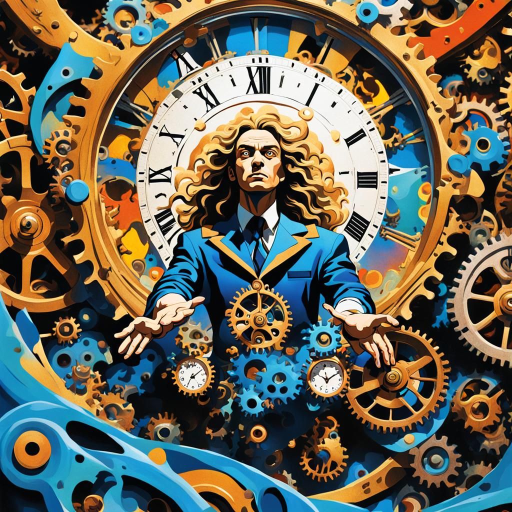 Dio in Surreal Time Vortex: Oil Painting