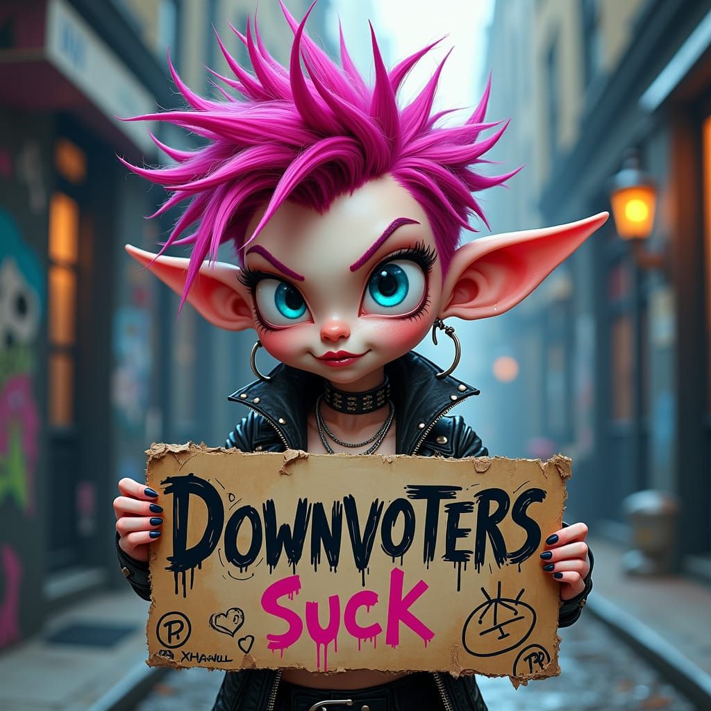 Punk Rock Pixie in Gritty Urban Scene