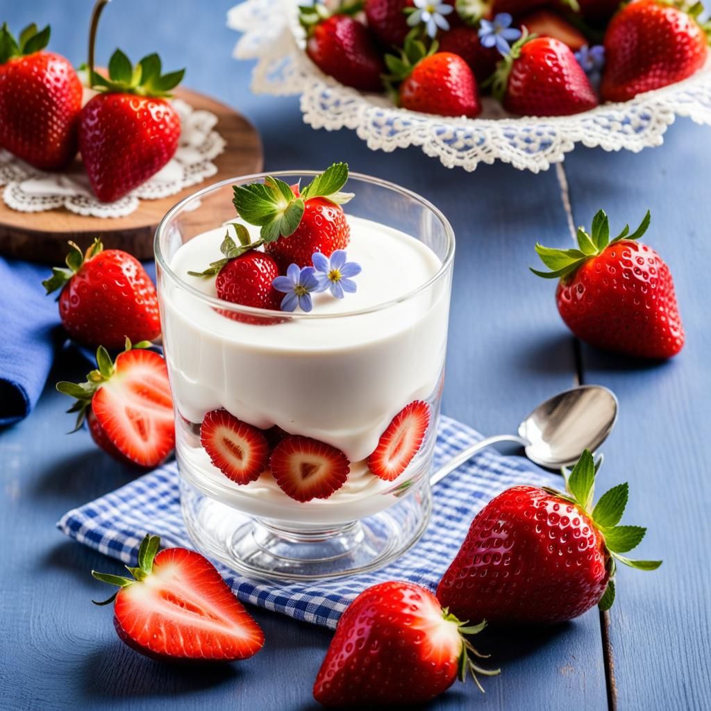 Strawberries with Cream and Mascarpone Dessert