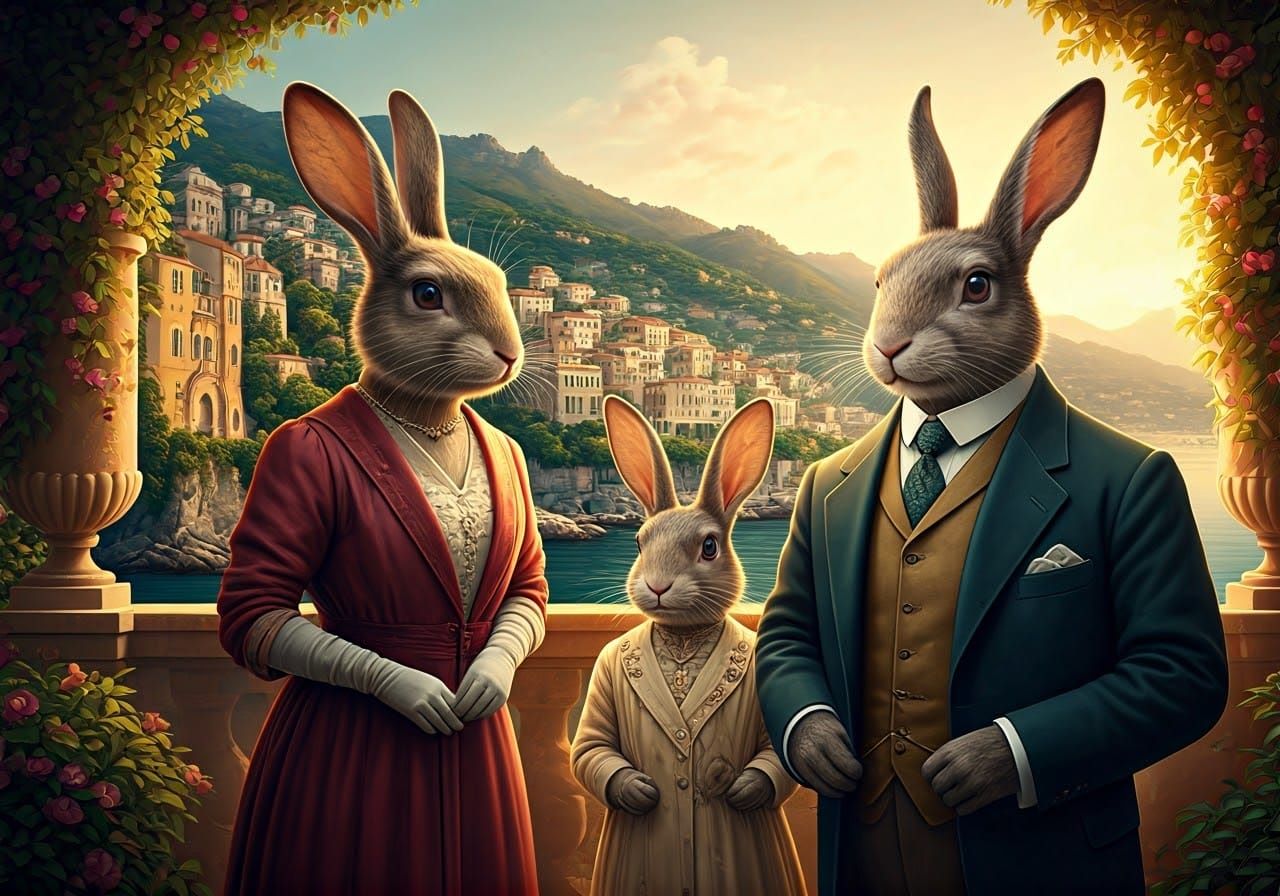 An Edwardian rabbit family on the French Riviera