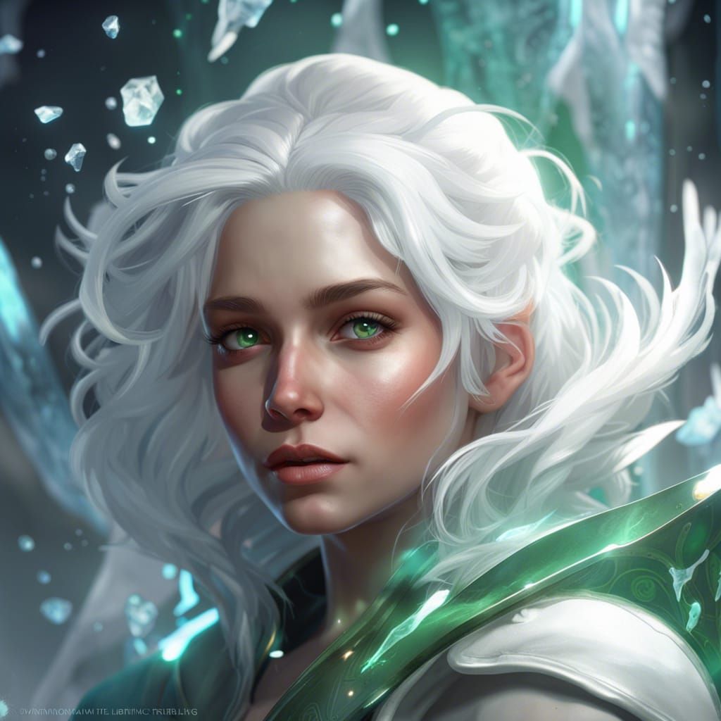 Ice Powered Girl in Art Nouveau Style