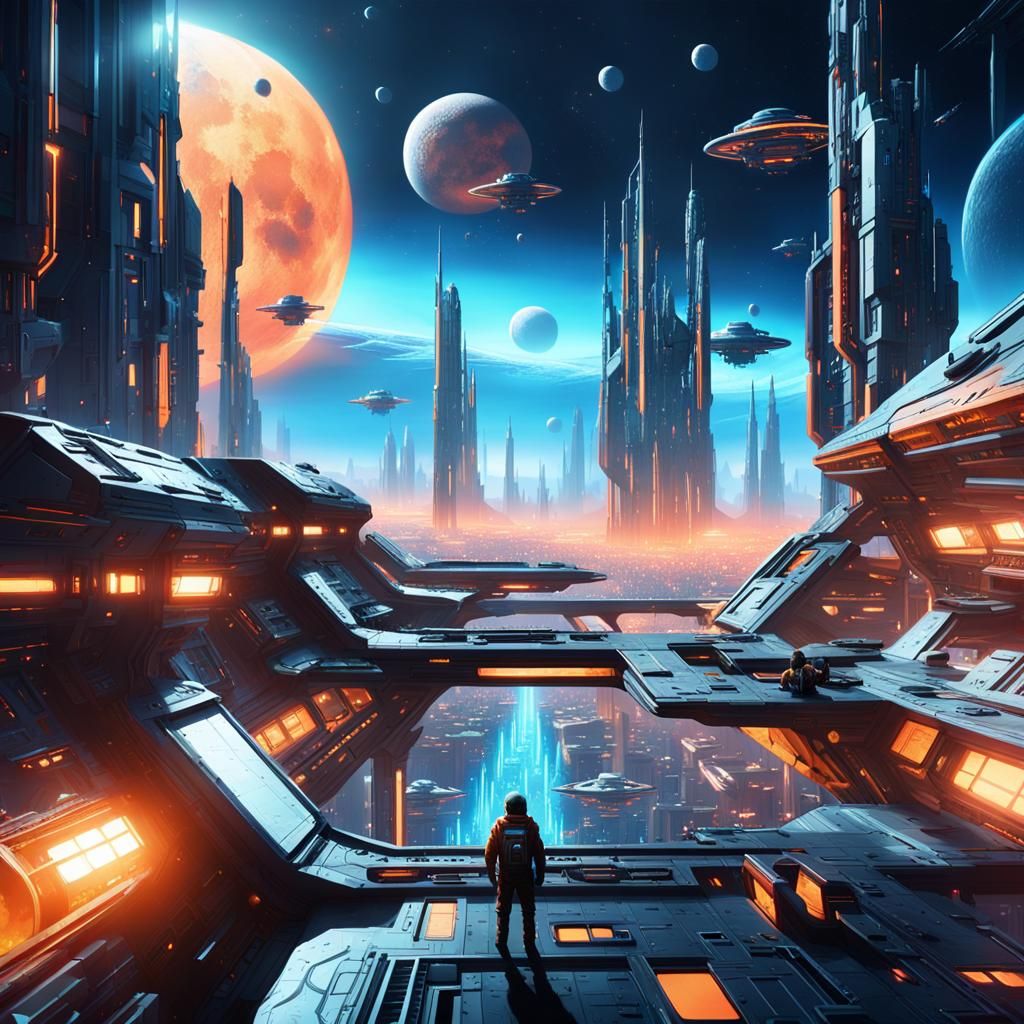 Futuristic Lunar Cityscape in Space Opera Style