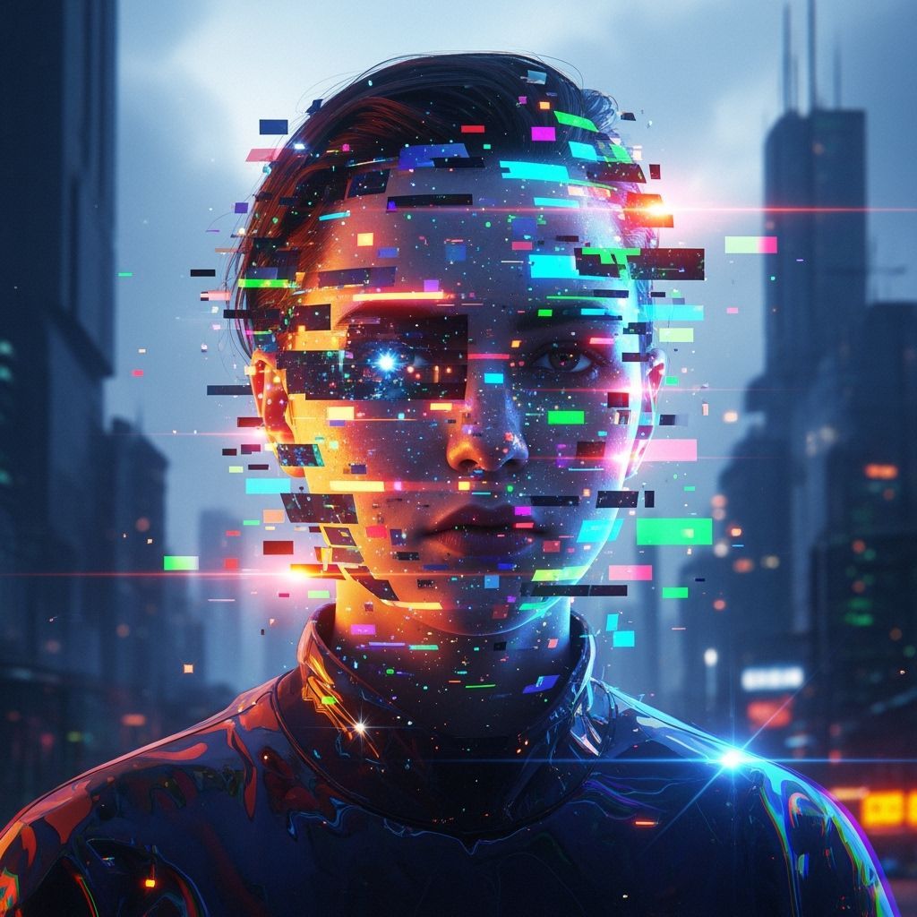 Mesmerizing Glitch Portrait in Cyberpunk Style