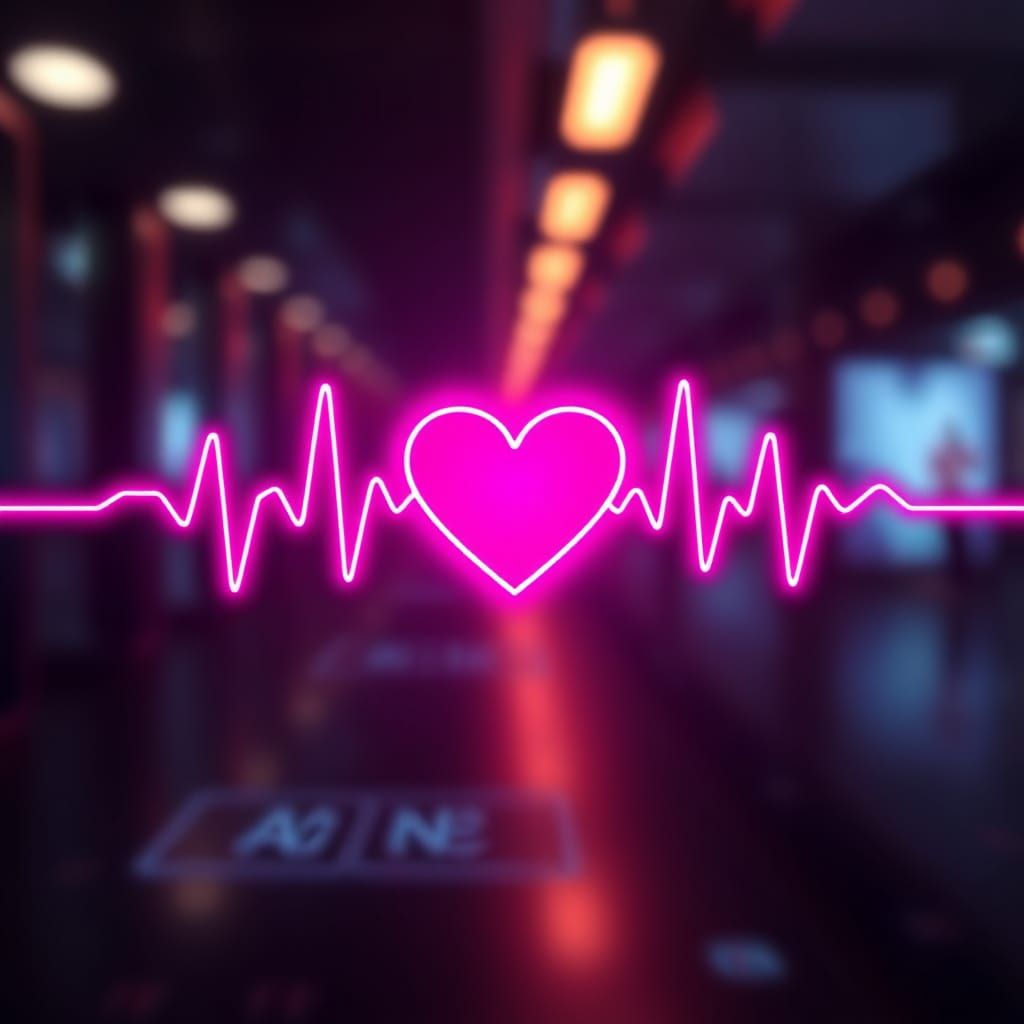 Glowing Holographic Heartbeat Loading Bar in Cyberpunk Style