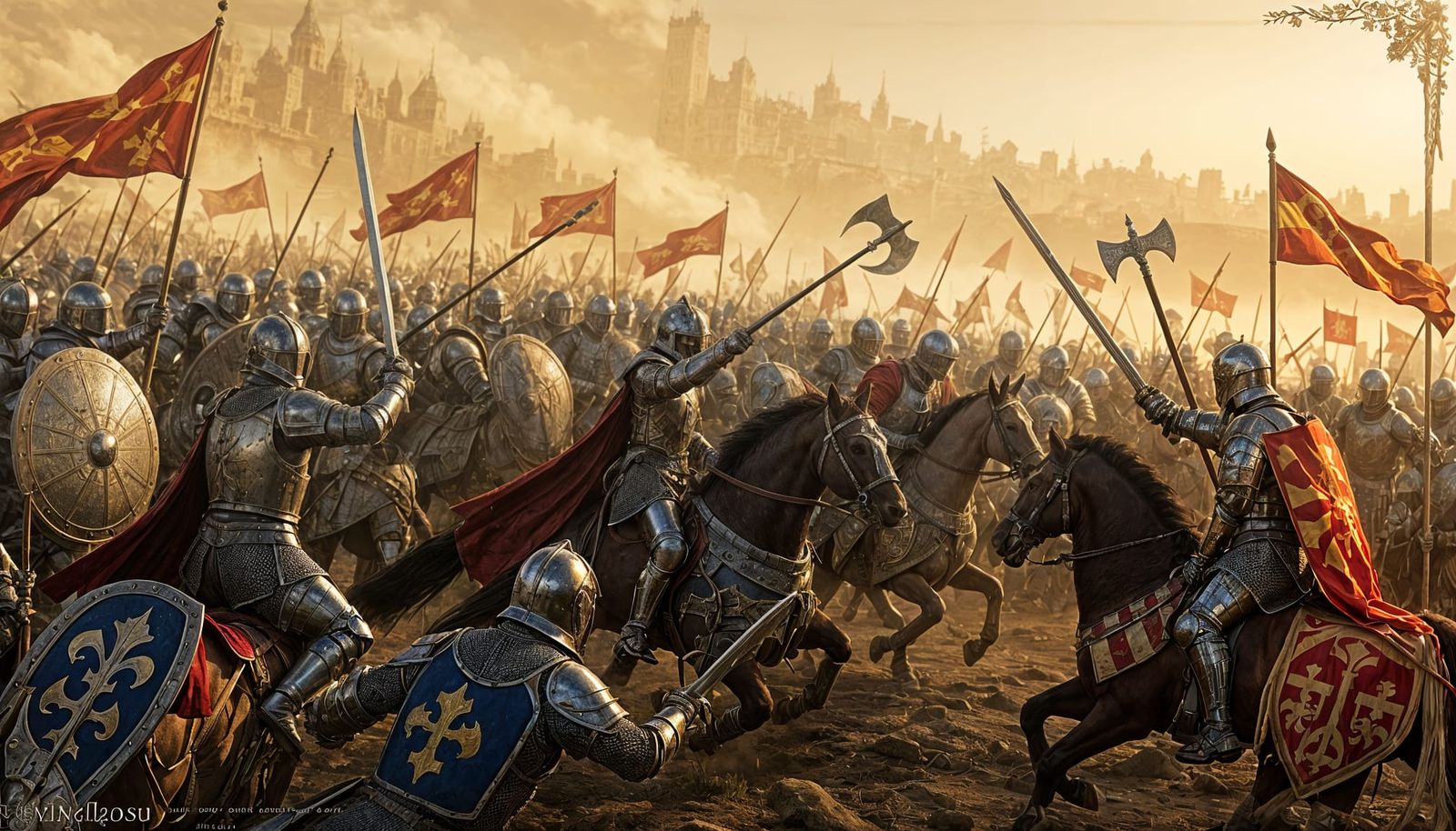 Medieval Knights in Epic Combat Digital Matte Painting
