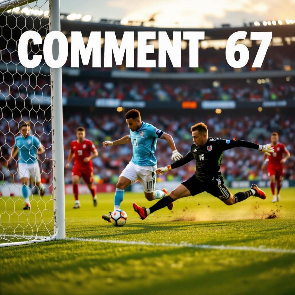 Intense Soccer Penalty Kick Photo with Golden Hour Light