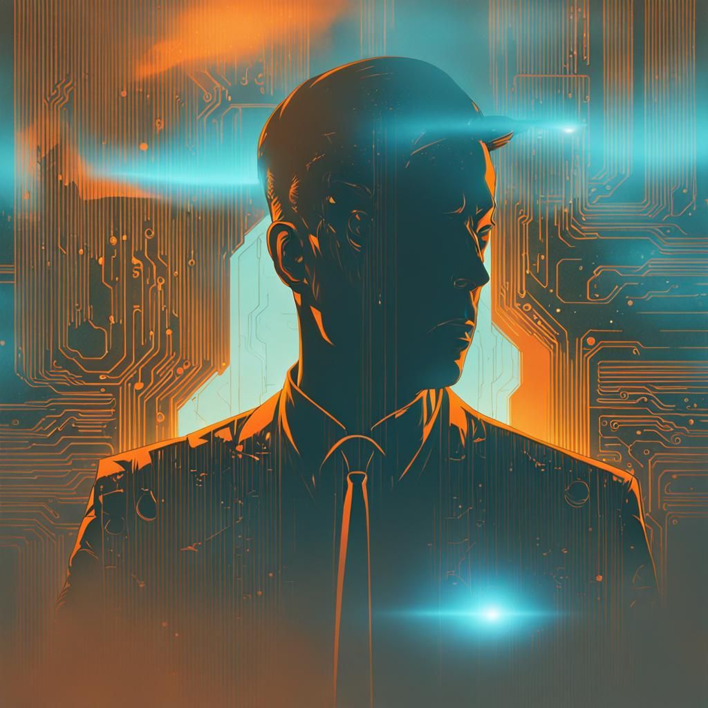 Intimidating Man in Mystical Chamber, as Digital Art
