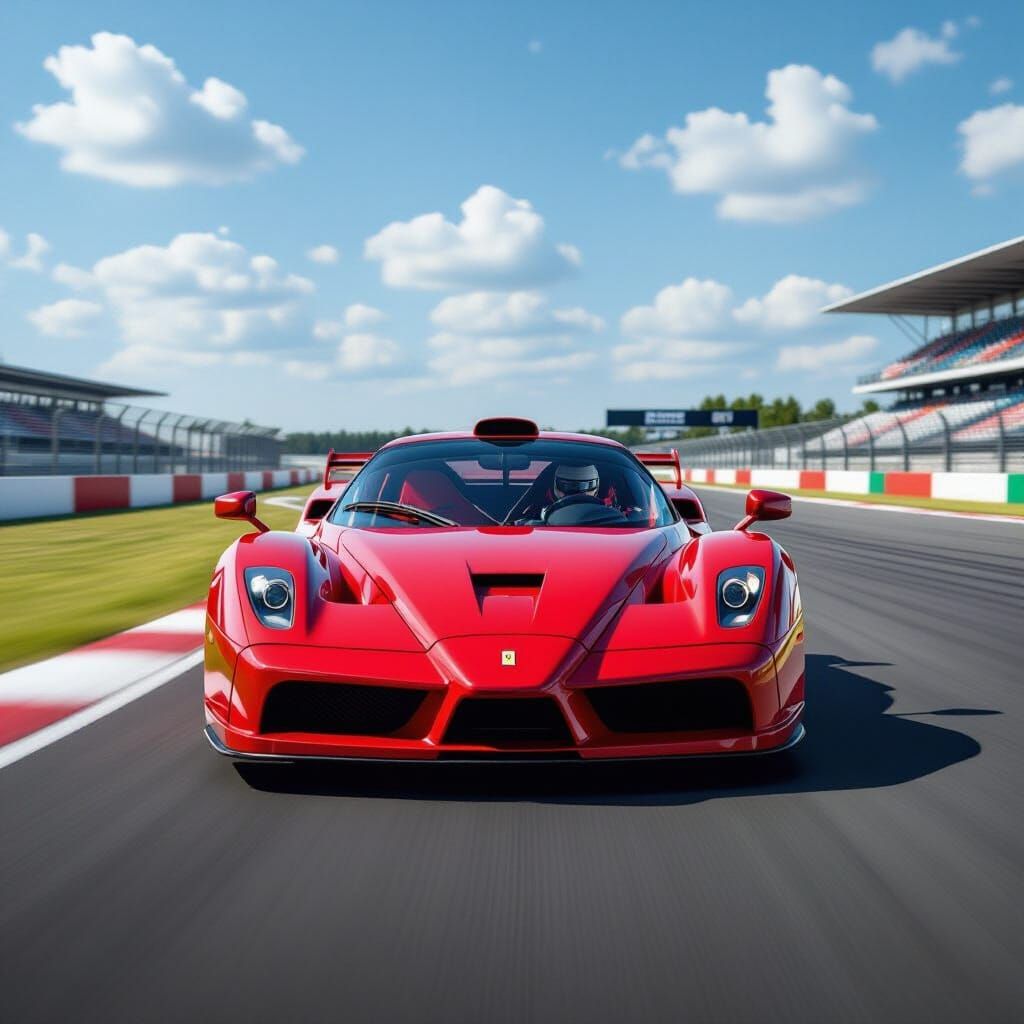 Ferrari Enzo Races on Sunny Racetrack