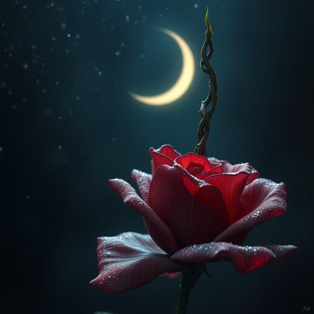 Regal Rose Blooms in Celestial Night
