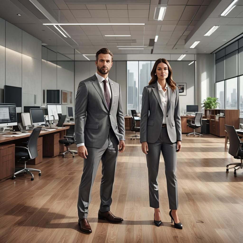 CEO and Girl in Modern Office Concept Art