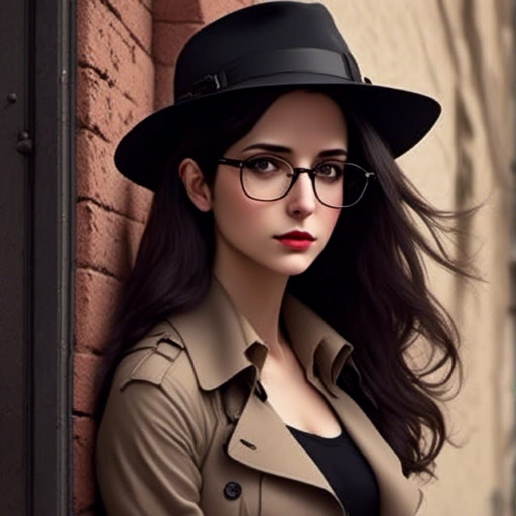 Confident Woman in Fedora and Trenchcoat