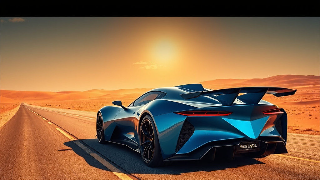 Metallic Blue Shark-Inspired Supercar on Desert Road