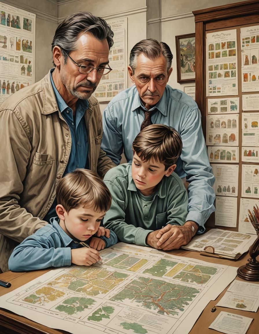 A grandfather, father and his son's looking at the family genealogy chart... Happy Father's Day!