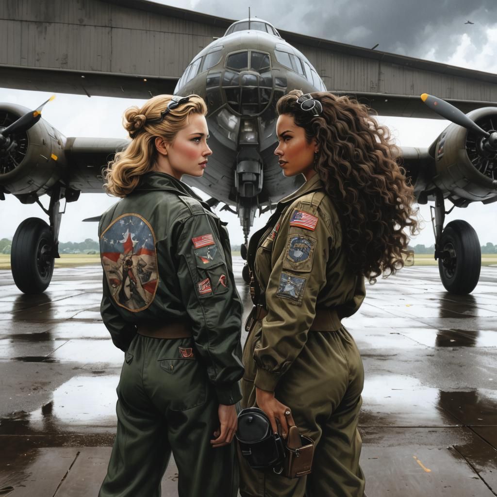 WWII Bomber Crew in Comic Book Art Style