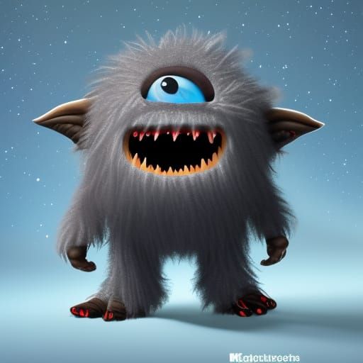 Adorable Fluffy Cyclops Monster Smiling in 8k
