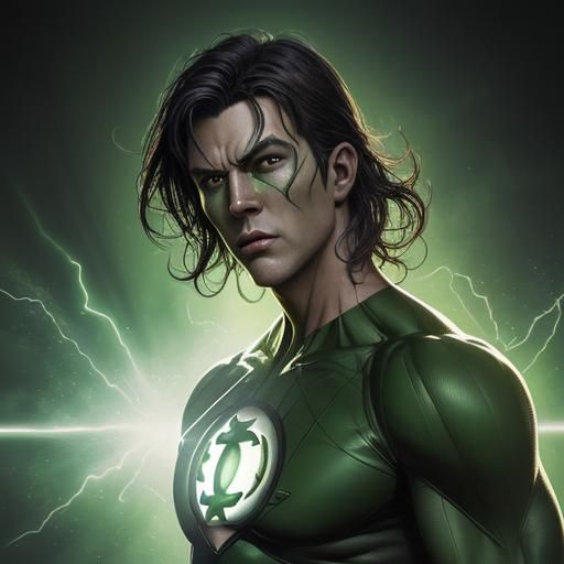 Hyperrealistic Green Lantern Splash Art
