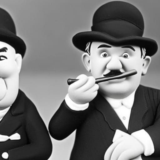 Laurel and Hardy as Plasticine Figures