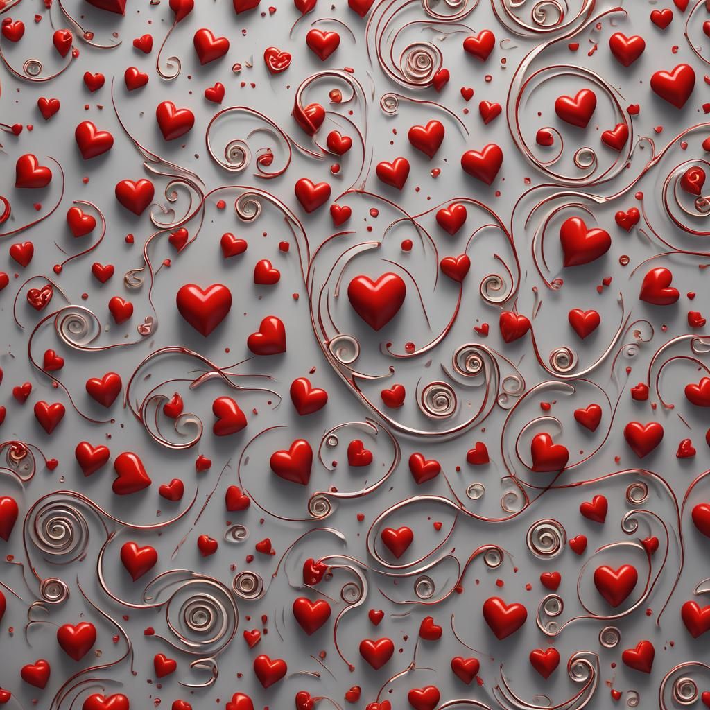 Swirling Red Hearts with I Love You Text
