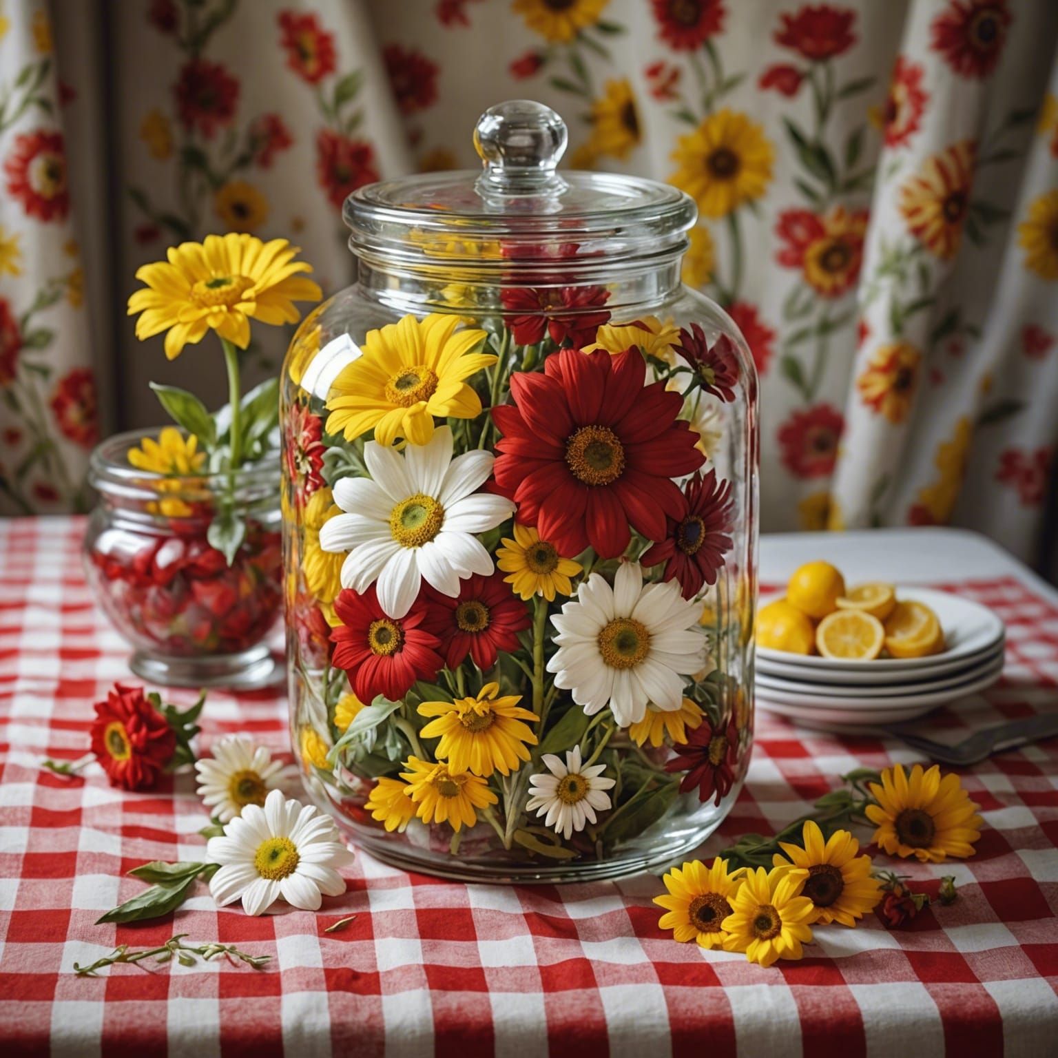 Vibrant Potpourri Still Life, Digital Matte Painting